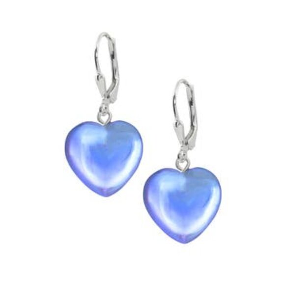 Heart Earrings Sterling Silver Crystal Jewelry Dangle - Picture 2 of 12